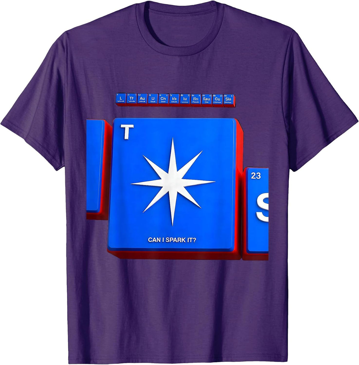 Men's Can I Spark It Funny Periodic Table Science Teacher Humor T-Shirt - Purple