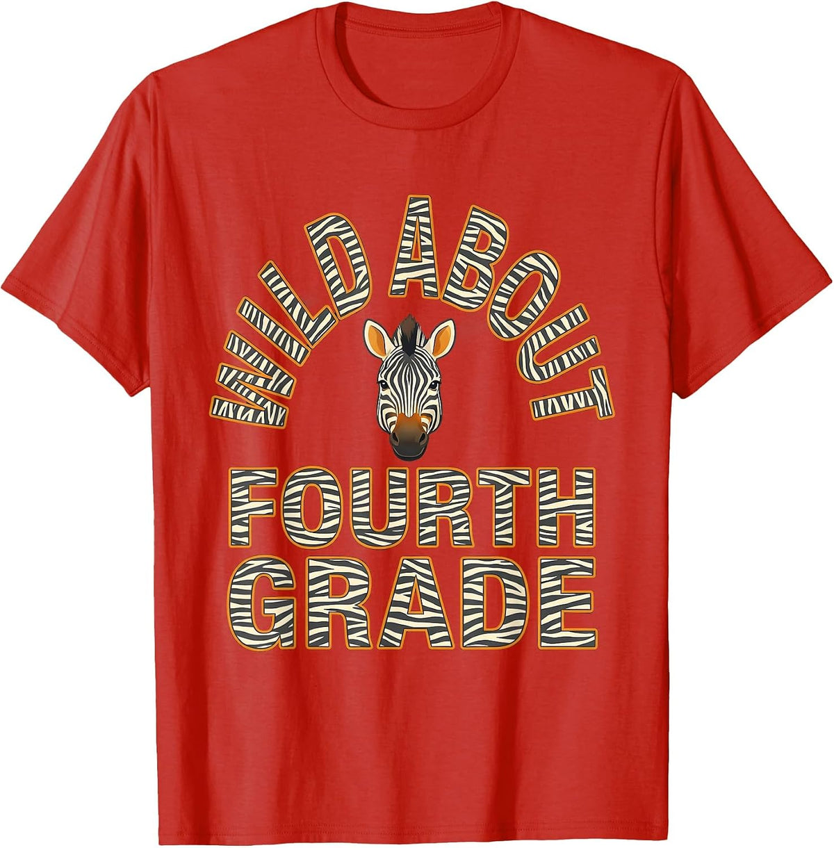 Men's Wild About Fourth Grade Playful Teacher Appreciation Animal T-Shirt - Red