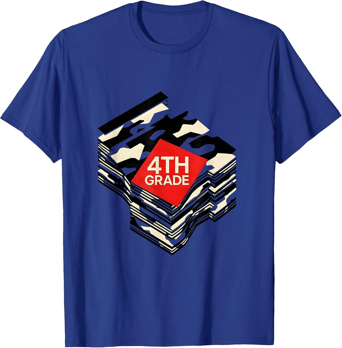 4th Grade Bauhaus Modernist Camo Back To School Boys T-Shirt - Royal Blue