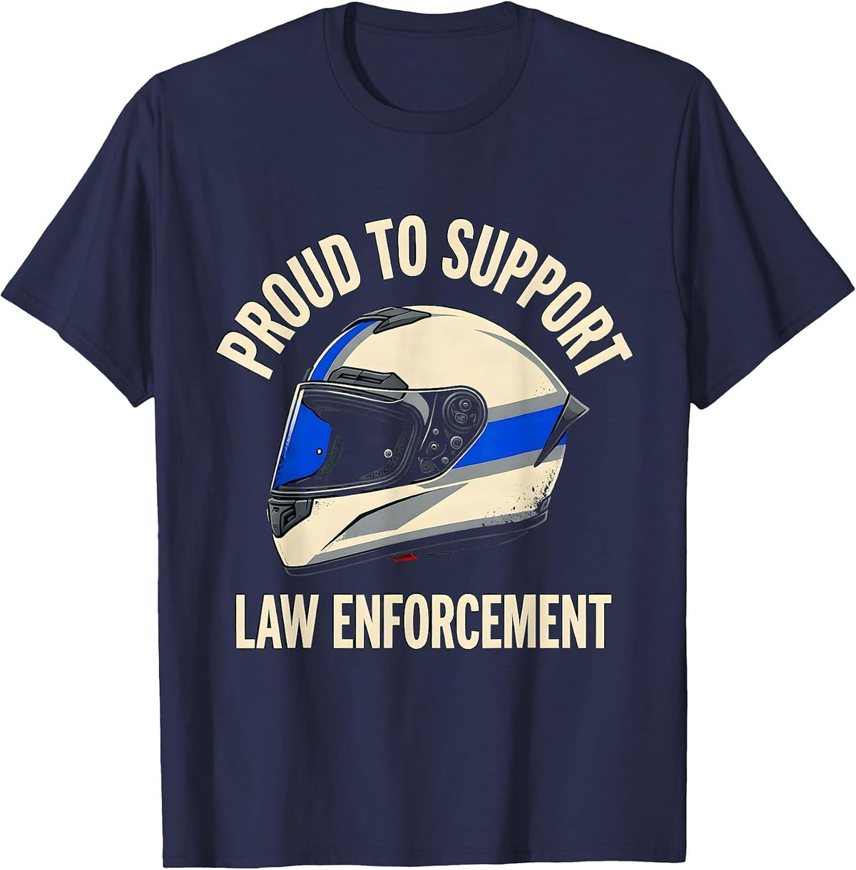 Proud To Support Law Enforcement Thin Blue Line Police T-Shirt - Navy Blue