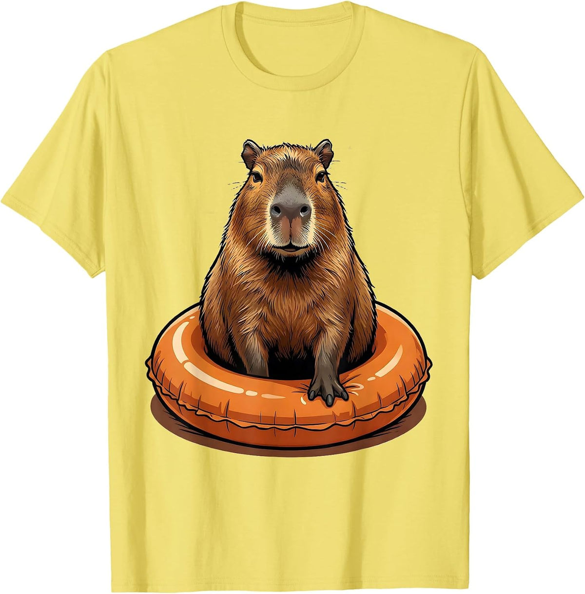 Men's Capybara Cartoon Funny Animal Lover Humor T-Shirt - Lemon Yellow