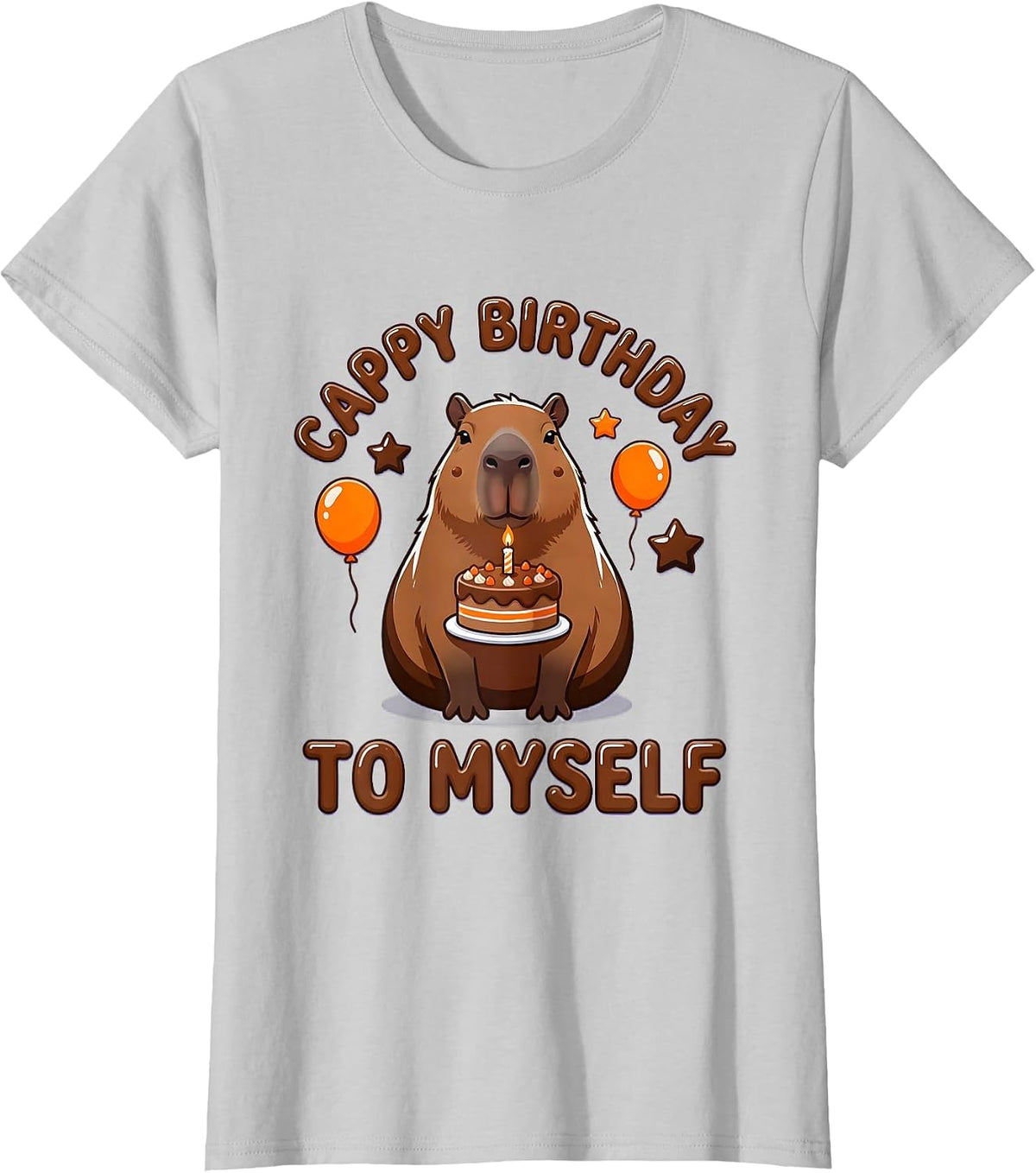 Cappy Birthday To Myself Cute Kawaii Capybara Birthday Girl T-Shirt - Silver Grey
