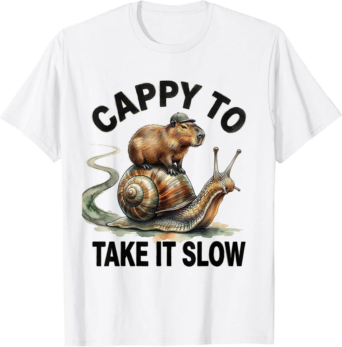 Men's cappy to take it slow Funny Capybara Animal Meme Humor T-Shirt - White