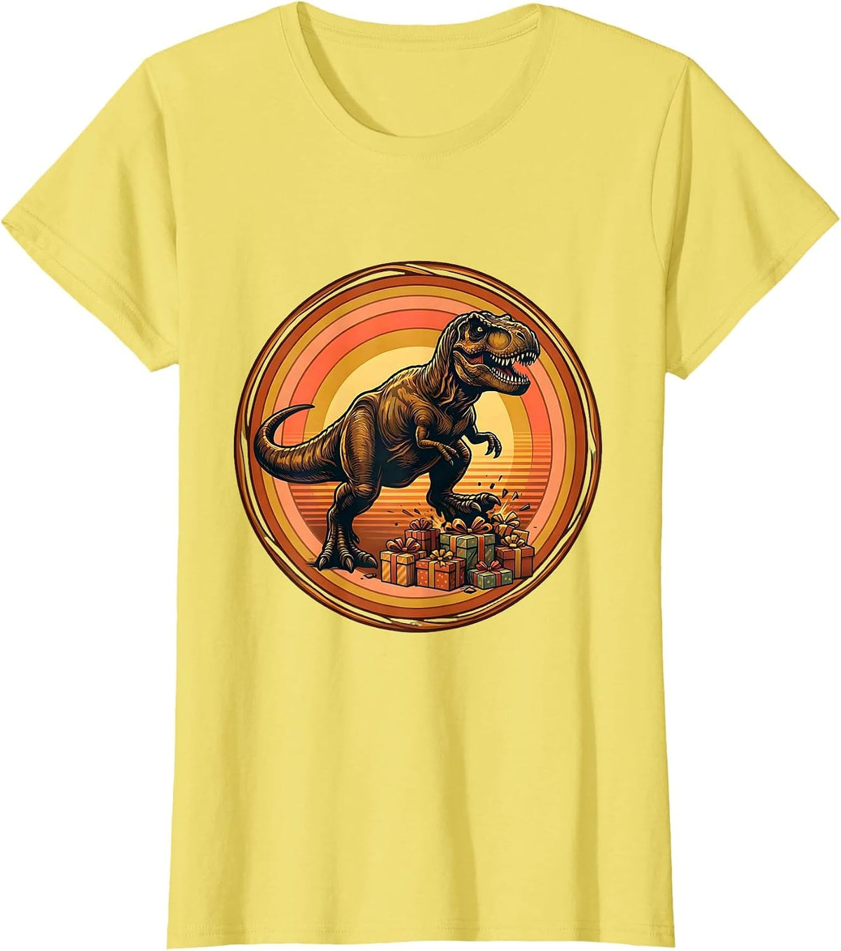 Women's Birthday Dinosaur Stomping Through Gifts T-Shirt - Lemon Yellow