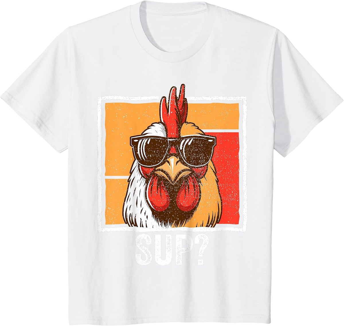 Chicken Sunglasses Animal Farm Funny for Farmer Men Women T-Shirt - White