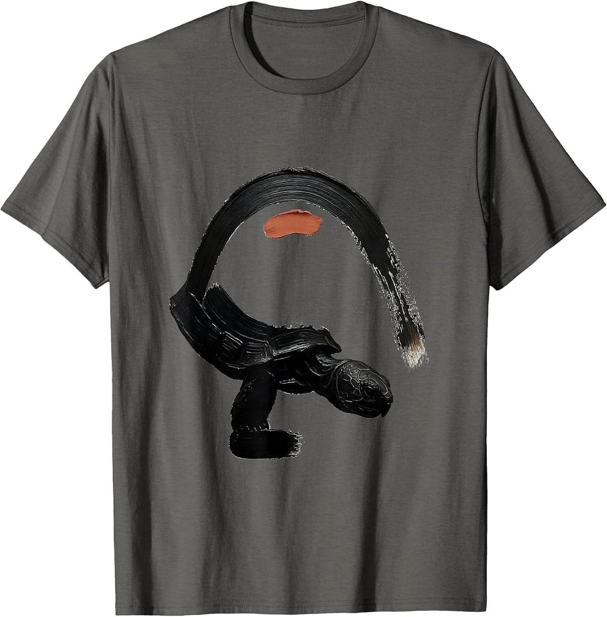 Tortoise Calm Brush Stroke Pet Lover Humor T-Shirt - Asphalt Grey