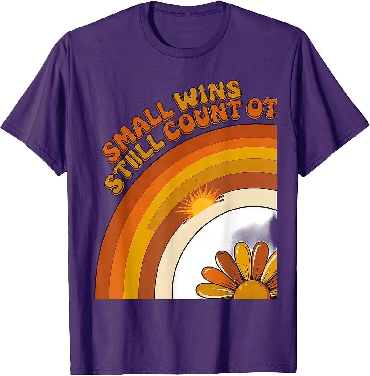 Men's Small Wins Still Count OT Retro Groovy Occupational Therapy T-Shirt - Purple