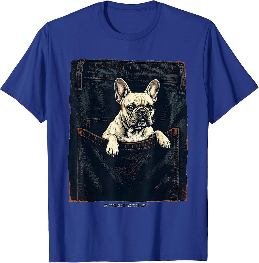 My Frenchie Owns The Pawket Cute French Bulldog Pet Lover T-Shirt - Royal Blue