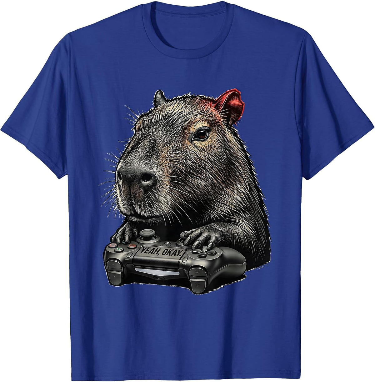 Men's Yeah, Okay Funny Capybara Gamer Meme Humor T-Shirt - Royal Blue