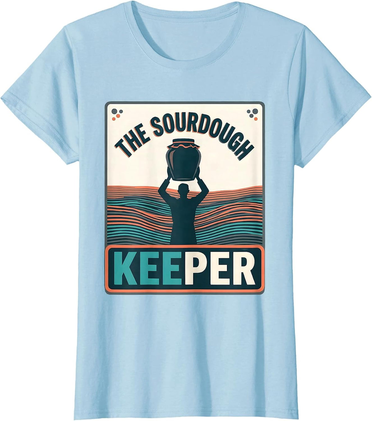 The Sourdough Keeper Flat Vector Tarot Card Baker Humor T-Shirt - Baby Blue