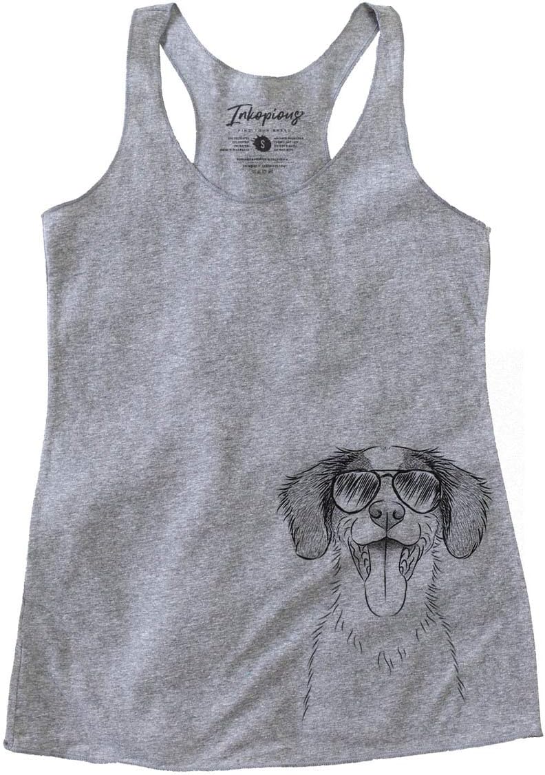 Aviator Birdie the Brittany Dog Triblend T-Shirt - Grey Racerback