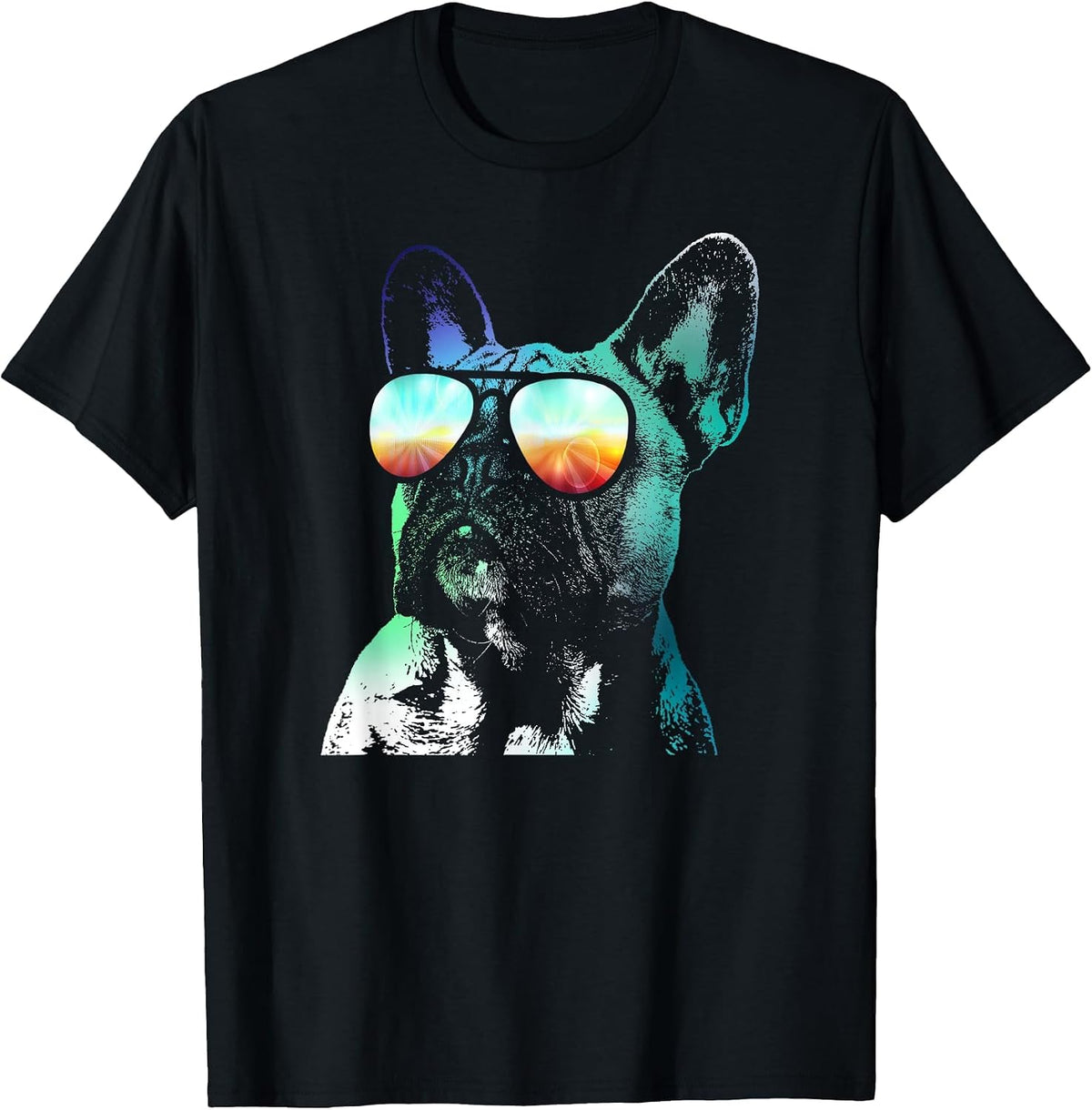 French Bulldog Neon Dog Shirt T-Shirt - Black