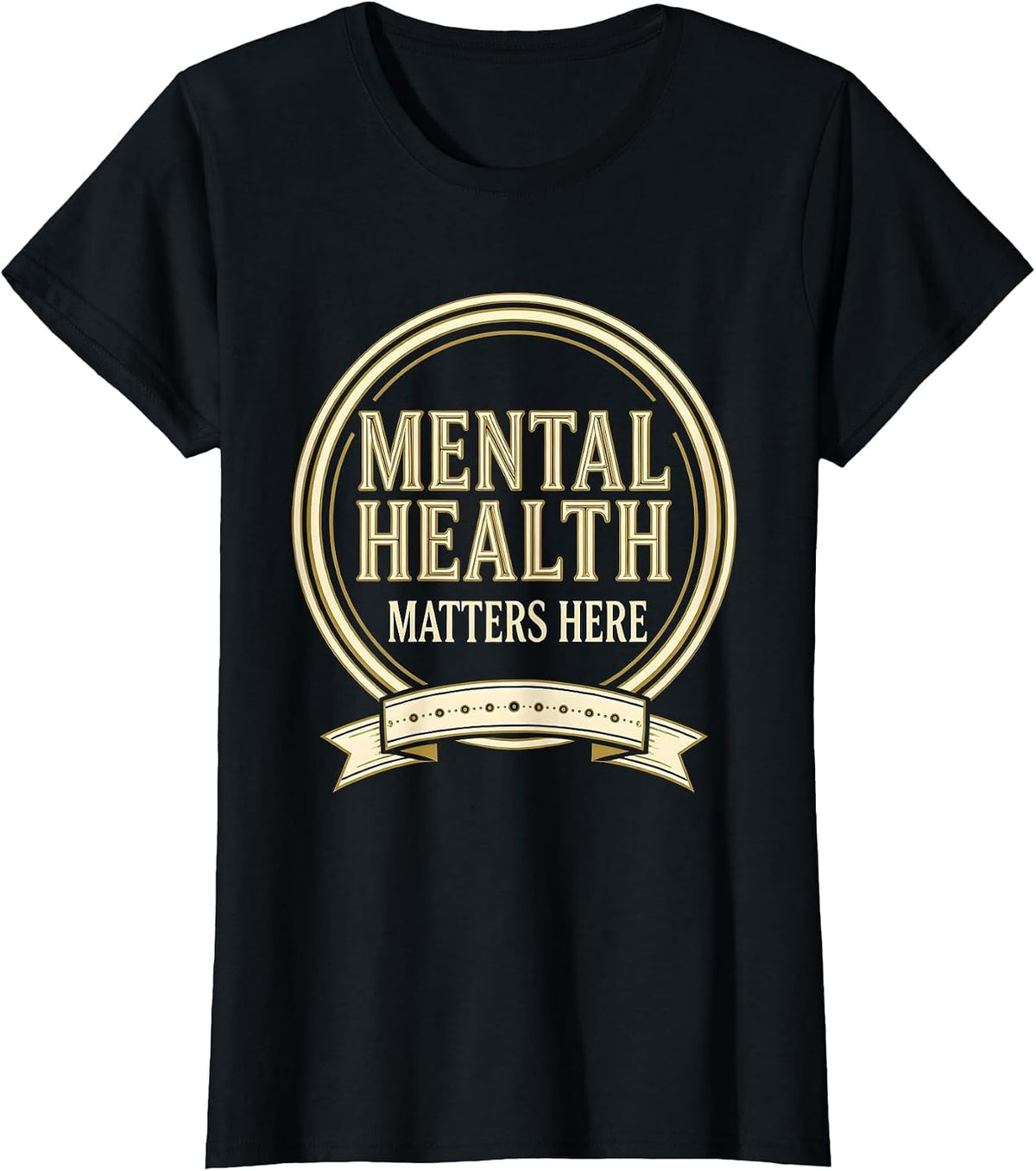 Women's Mental Health Matters Here Awareness Design T-Shirt - Black