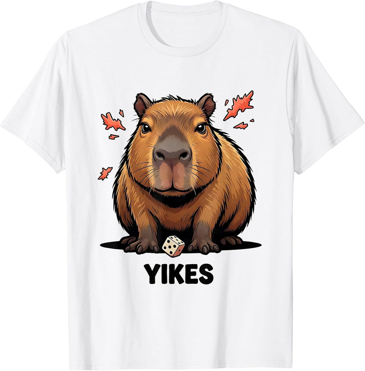 Men's Yikes Cartoon Capybara Funny Animal Meme Lover T-Shirt - White