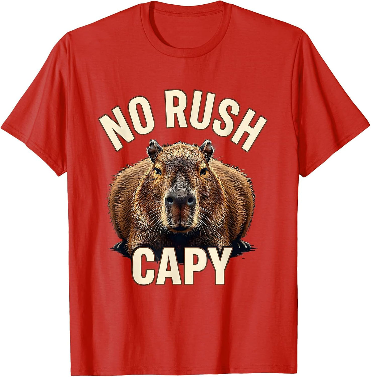Men's No Rush Capy Funny Capybara Animal Meme Gamer Humor T-Shirt - Red