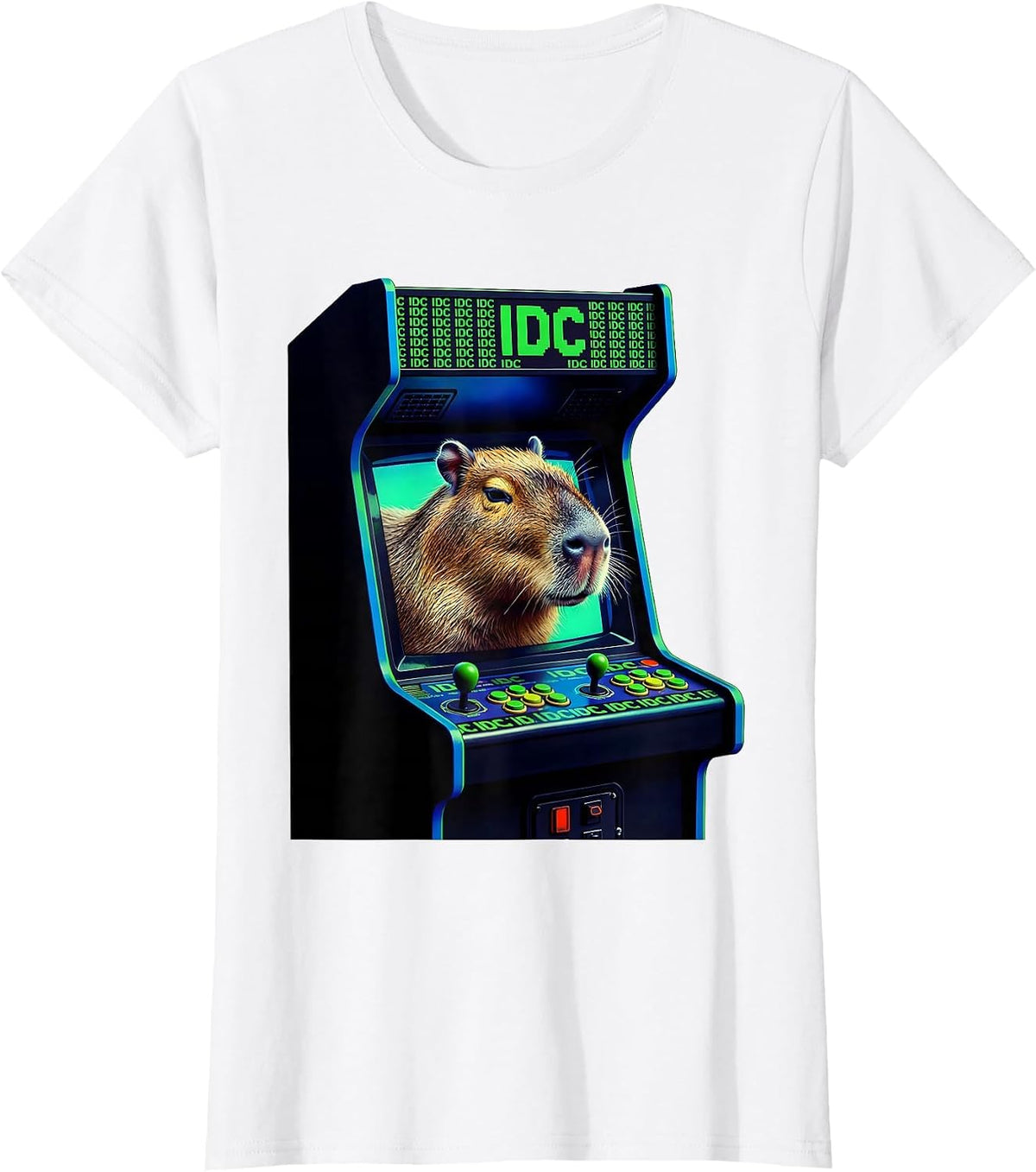 Women's idc Funny Capybara Gamer Meme Humor Streetwear T-Shirt - White