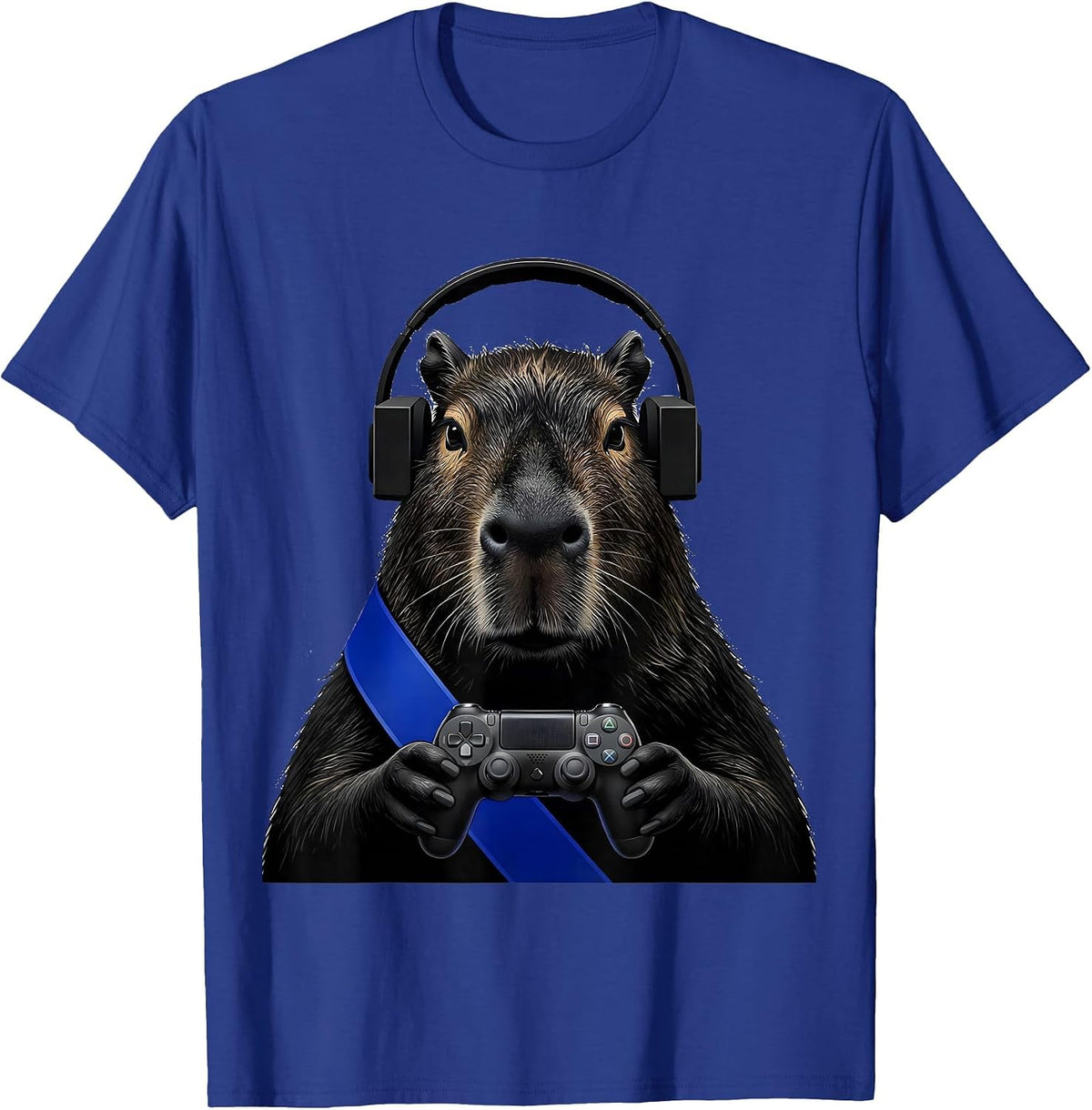 Men's Capybara Gamer Bruh Meme Humor Retro T-Shirt - Royal Blue