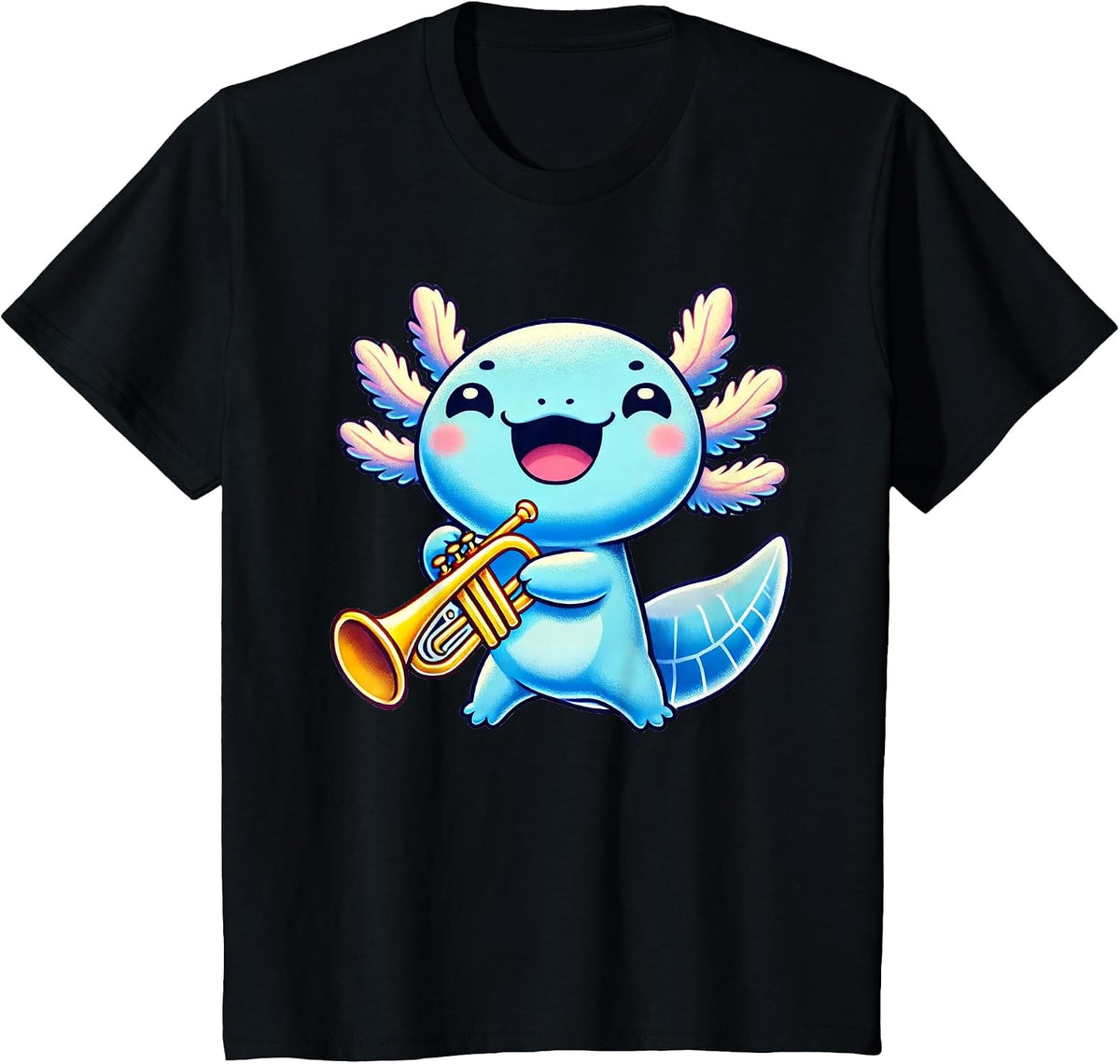 Axolotl Playing Trumpet Axolotls Musician Music T-Shirt - Black