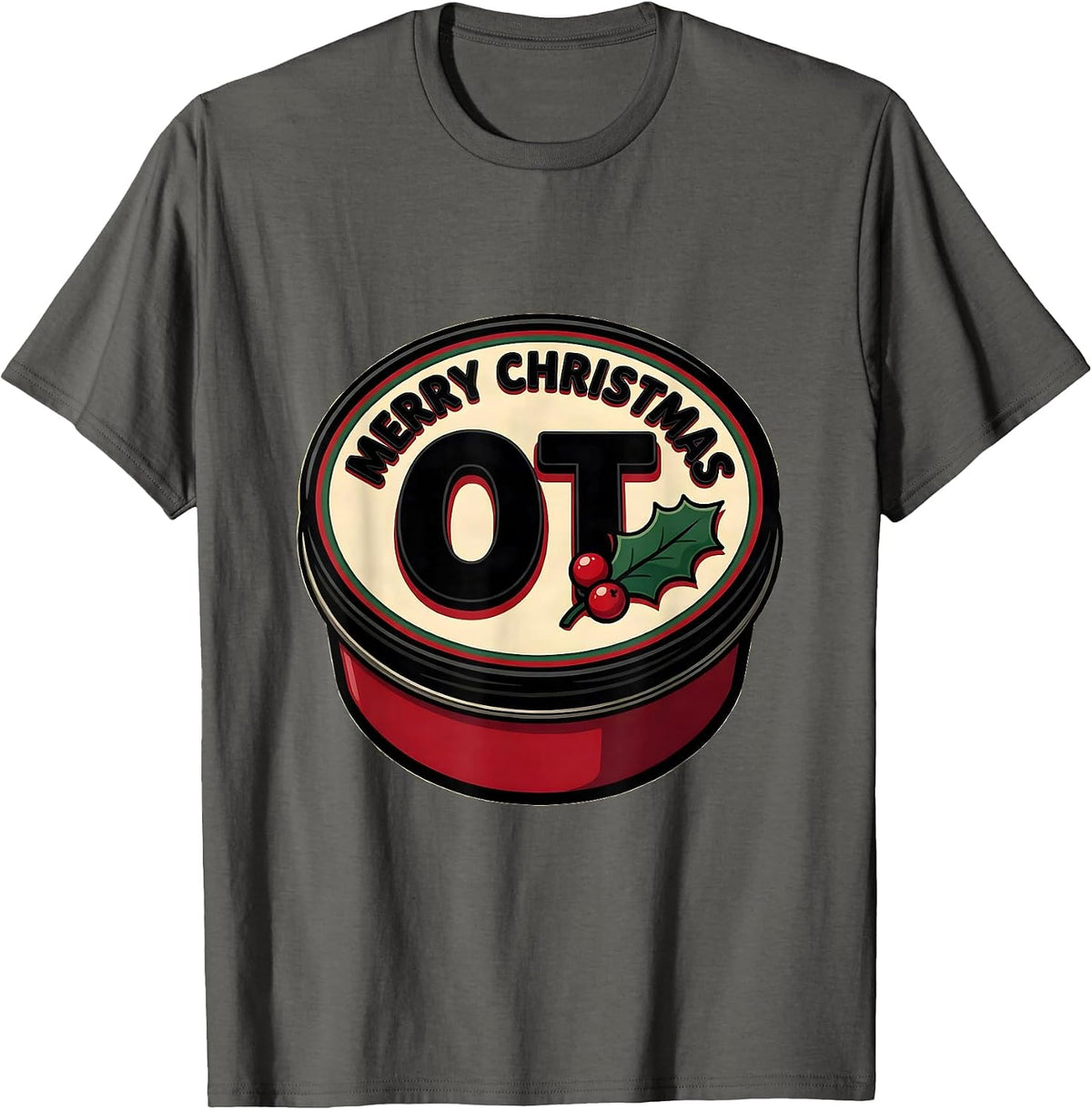 Men's Merry Christmas, OT Funny Occupational Therapy Workplace T-Shirt - Asphalt Grey