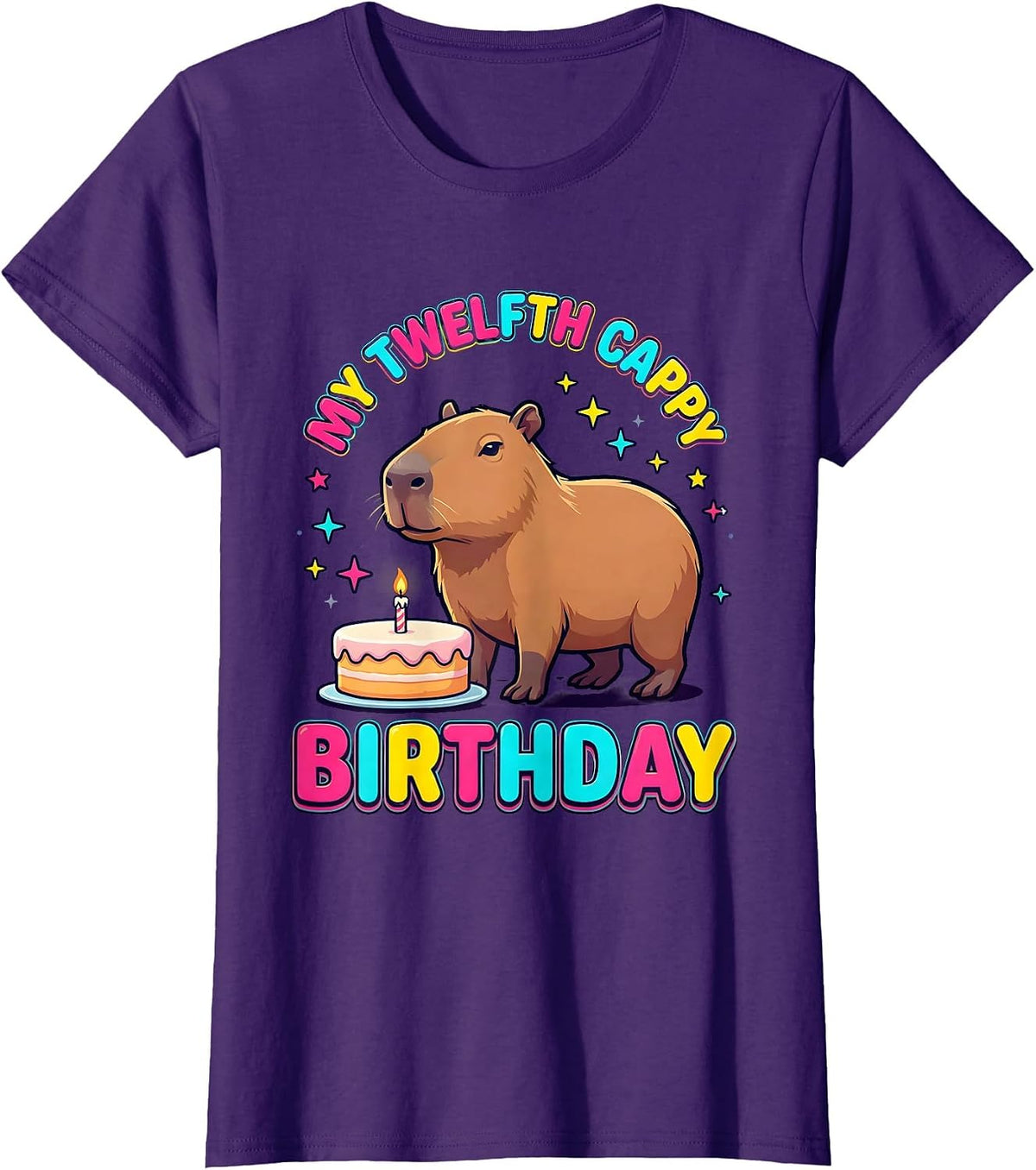 Women's My Twelfth Cappy Birthday Funny Capybara Kawaii Birthday T-Shirt - Purple