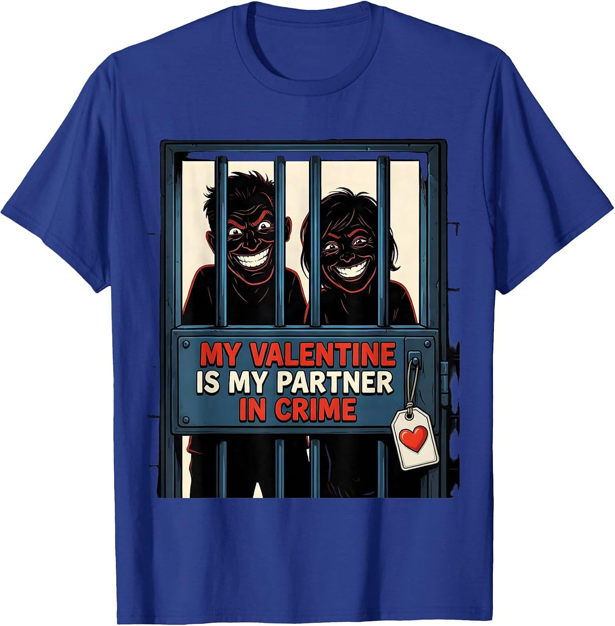 My Valentine Is My Partner In Crime Funny First Responder T-Shirt - Royal Blue