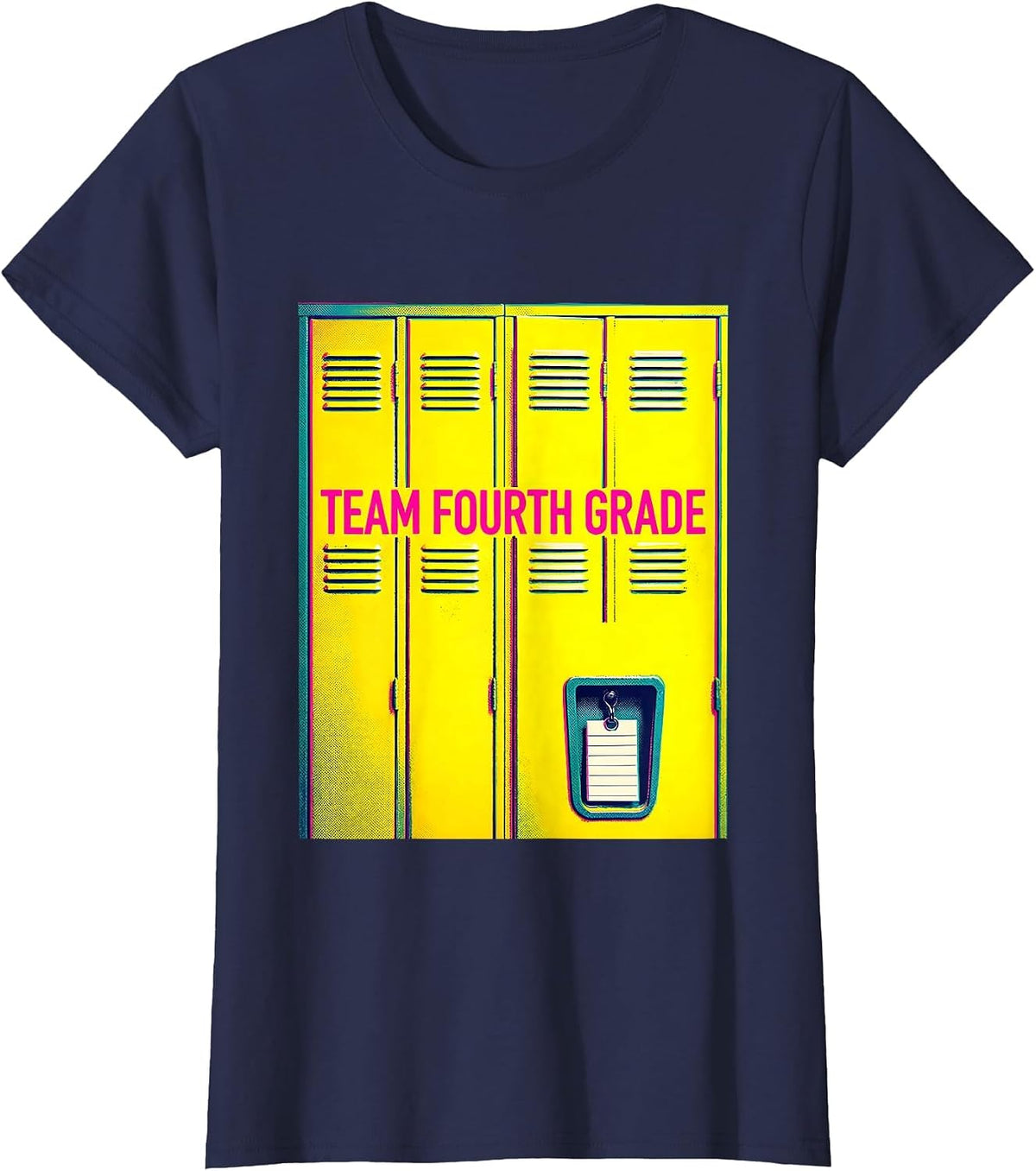 Women's Team Fourth Grade Risograph Back To School Student Teacher T-Shirt - Navy Blue