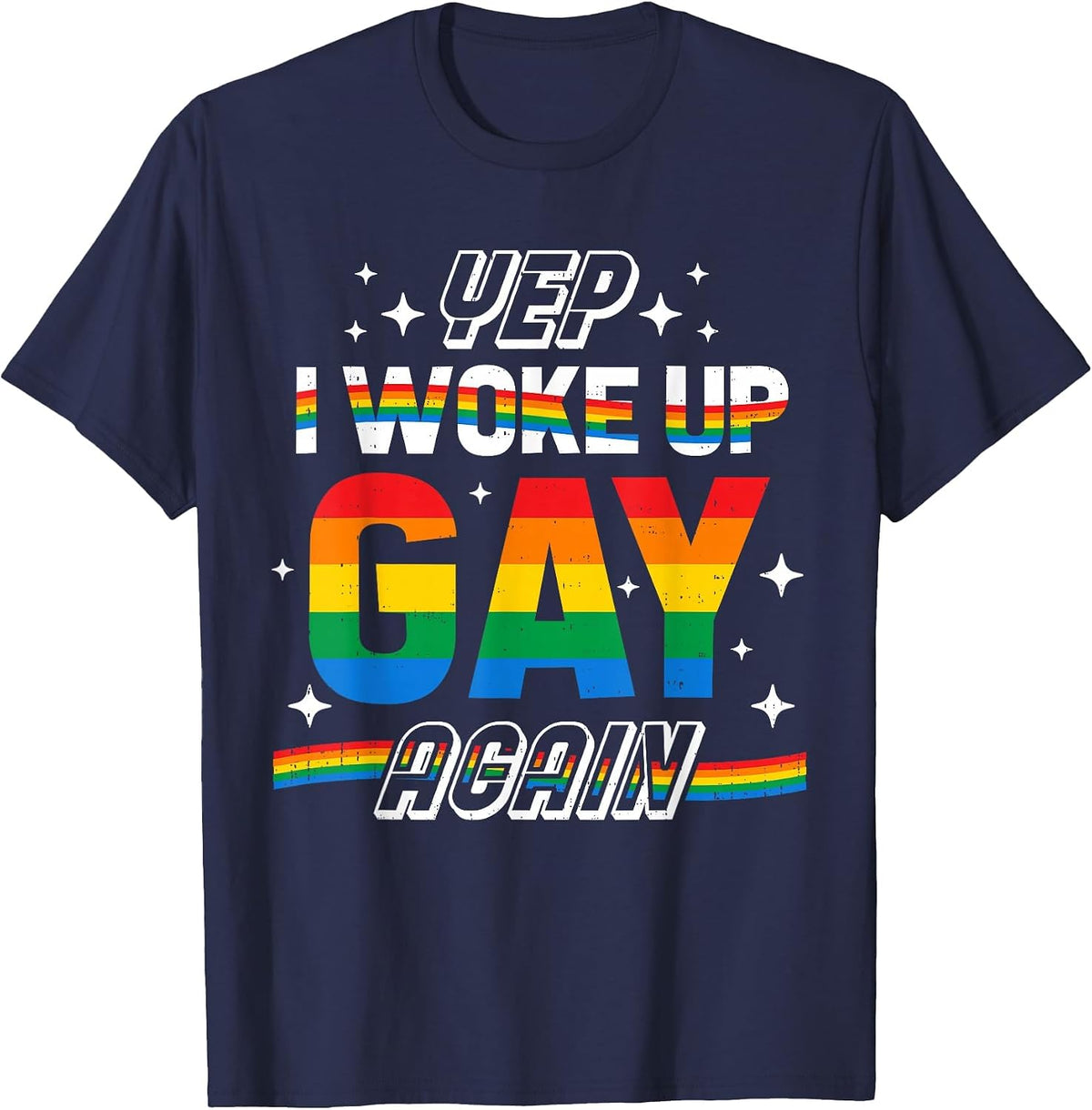 Funny LGBT Woke Up Gay Pride Rainbow Queer LGBTQ Month Men T-Shirt - Navy Blue
