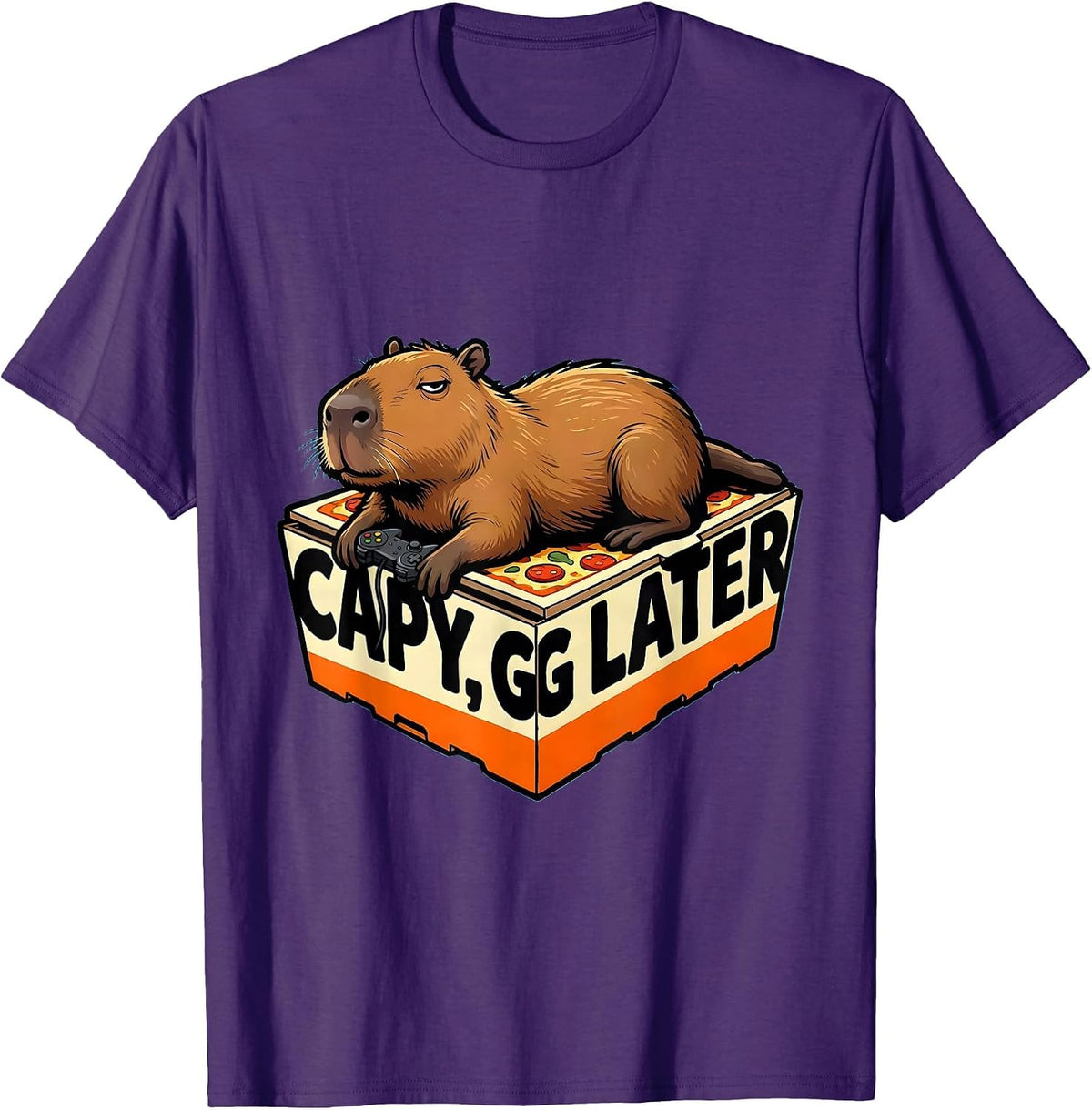 capy, gg later Funny Capybara Gamer Meme Video Games T-Shirt - Purple