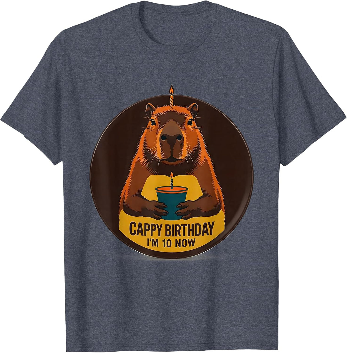 Cappy Birthday, I'm 10 Now Kawaii Capybara Birthday Gift T-Shirt - Heather Blue