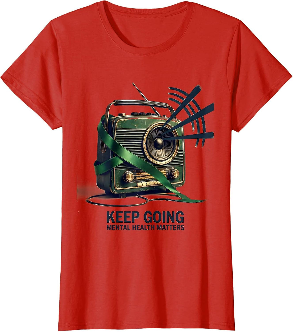 Keep Going Mental Health Matters Vintage Supporter Awareness T-Shirt - Red