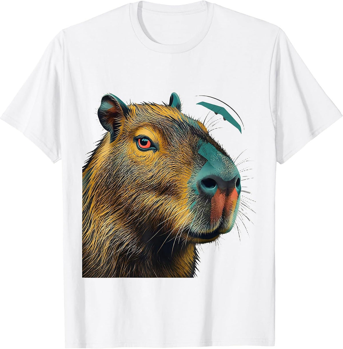 Men's Capybara Head Midcentury Modern Funny Meme Humor T-Shirt - White