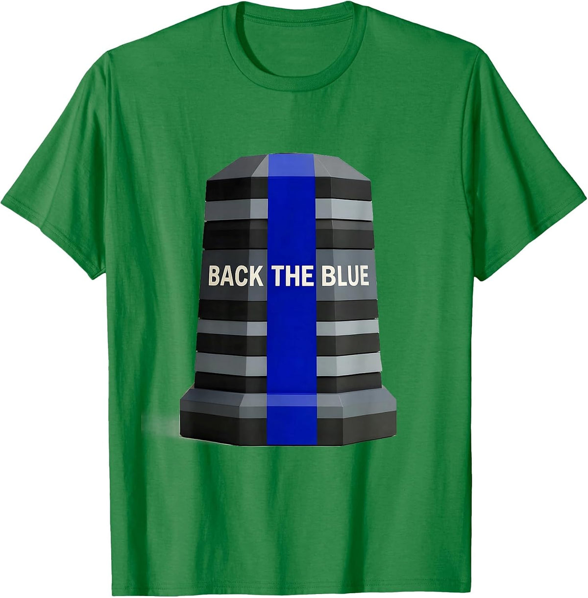 Men's Back The Blue Thin Blue Line Police Support Geometric T-Shirt - Kelly Green