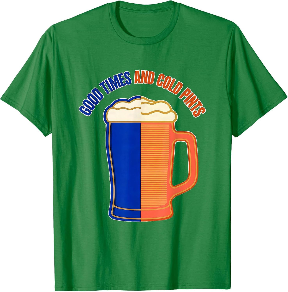 Men's Good Times and Cold Pints Beer Lover Design T-Shirt - Kelly Green