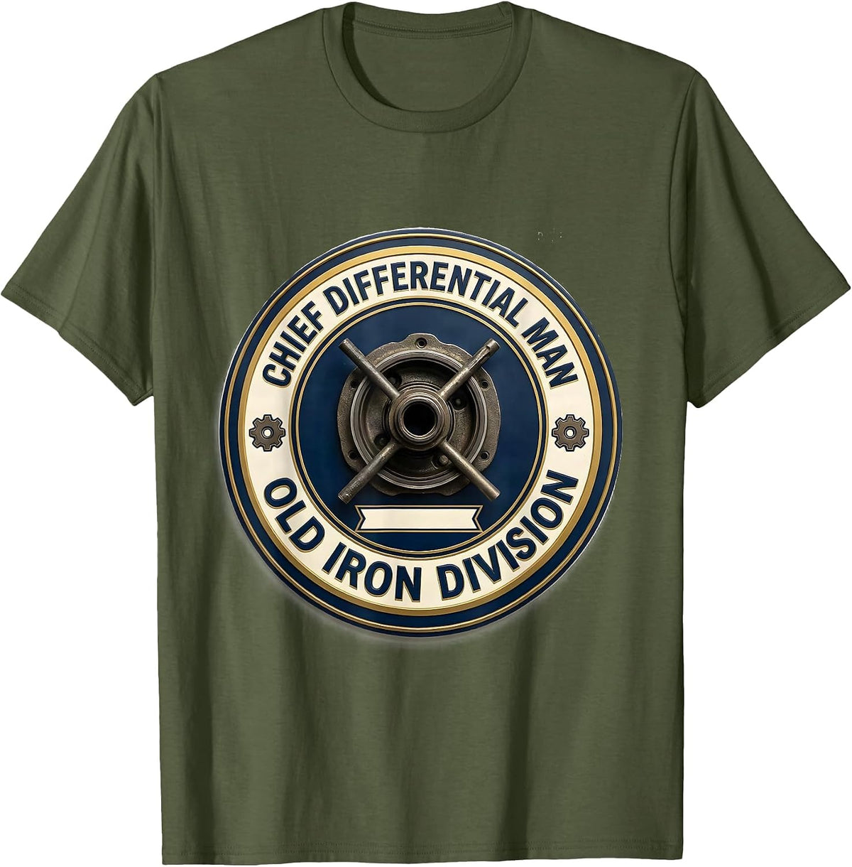 Chief Differential Man, Old Iron Division Classic Car T-Shirt - Olive Green