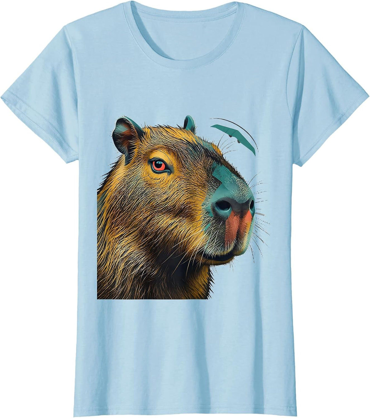 Women's Capybara Head Midcentury Modern Funny Meme Humor T-Shirt - Baby Blue