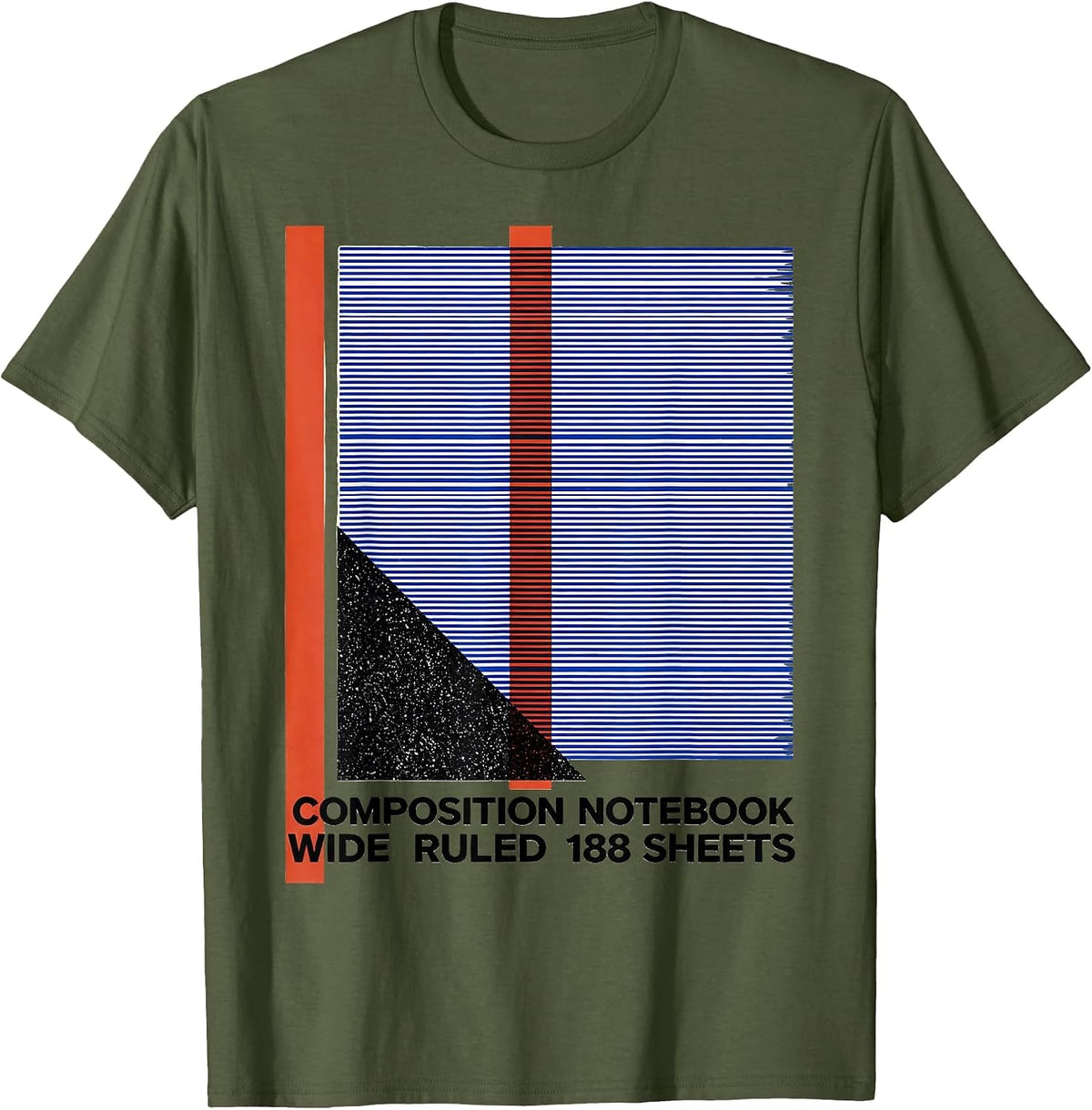 Composition Notebook Wide Ruled 188 Sheets Teacher T-Shirt - Olive Green