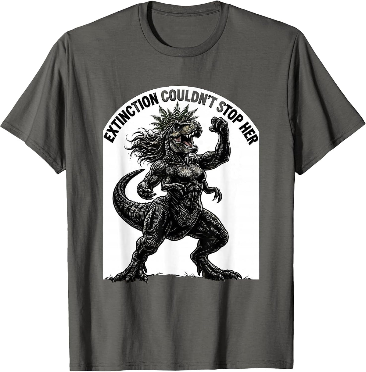 Men's Extinction Couldn't Stop Her Dinosaur Design T-Shirt - Asphalt Grey