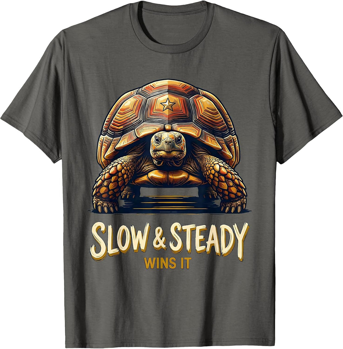 Men's Oversized Tortoise Funny Turtle Lover Novelty Humor T-Shirt - Asphalt Grey