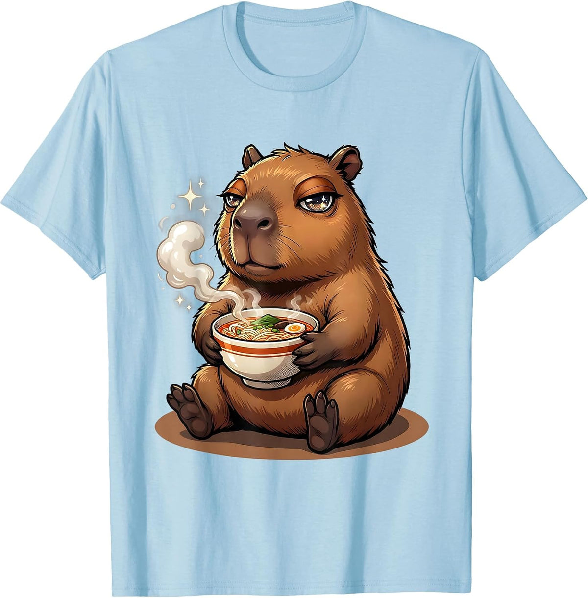 Kawaii Capybara Ramen Anime Gamer Gift T-Shirt - Baby Blue