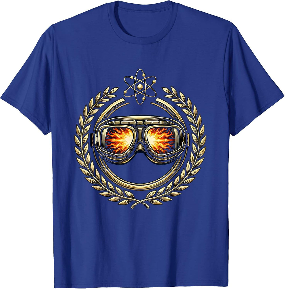 Men's Science Teacher Safety Goggles Explosion Graphic T-Shirt - Royal Blue