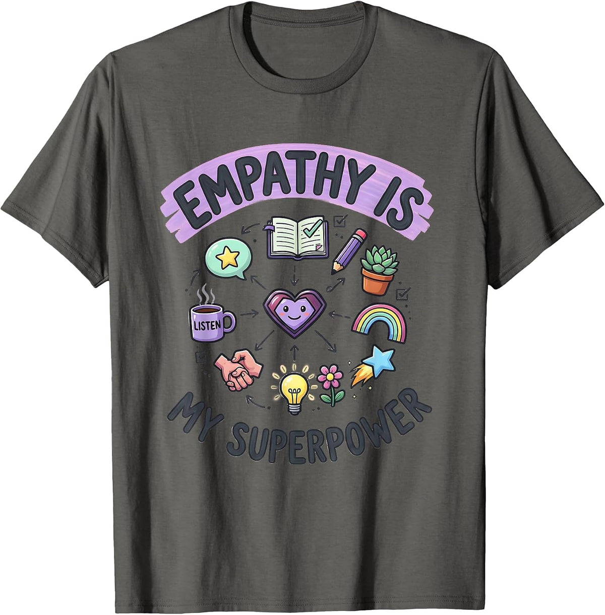 Empathy Is My Superpower School Counselor T-Shirt - Asphalt Grey