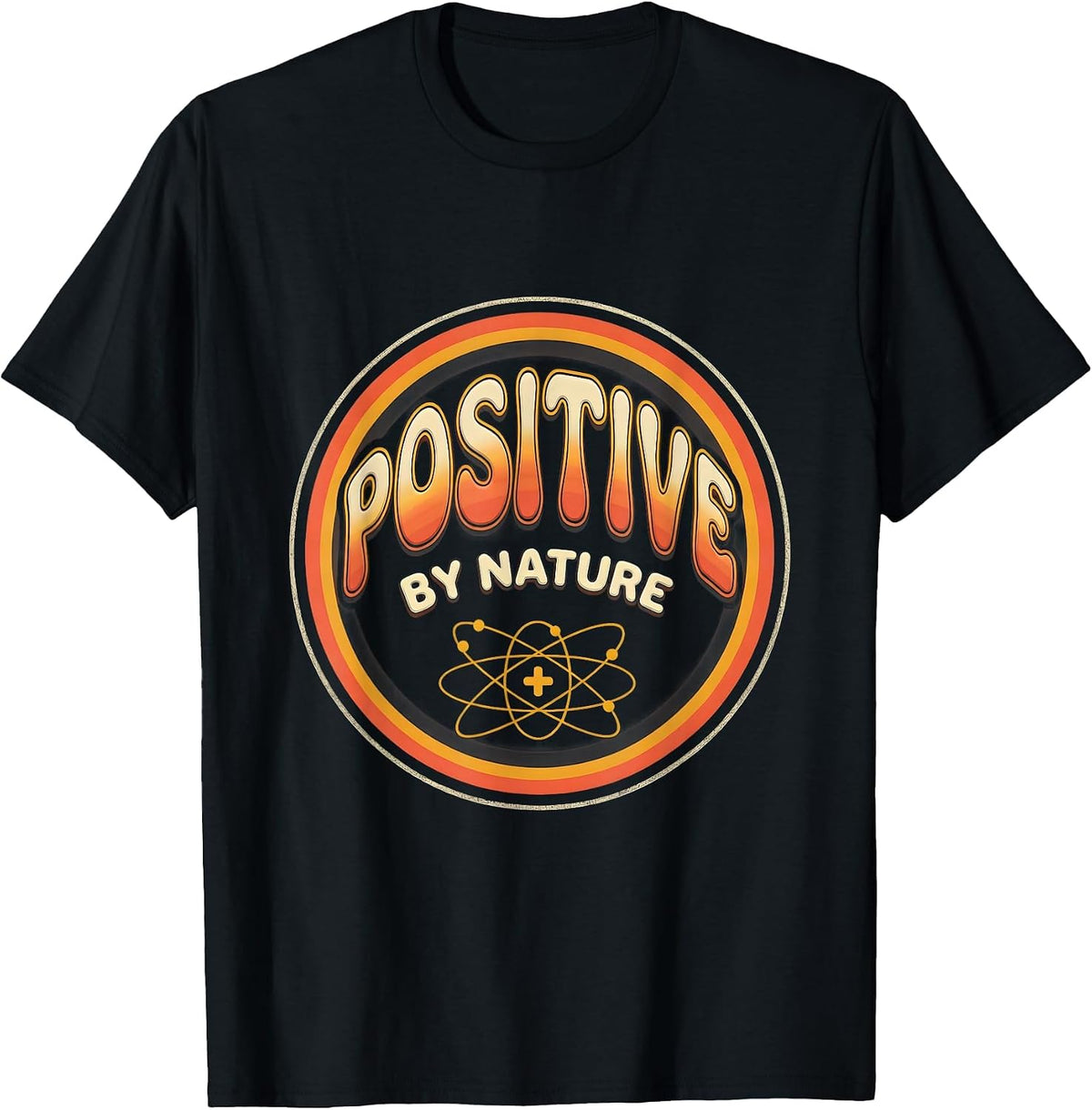 Men's Positive By Nature Retro 70s Science Humor Chemistry Student T-Shirt - Black