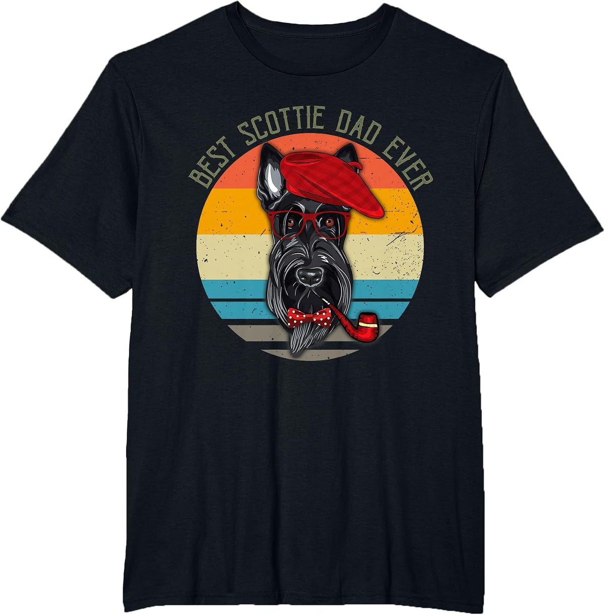 Vintage Retro Funny Best Scottie Dad Ever Dog Lover Mens T-Shirt - Black
