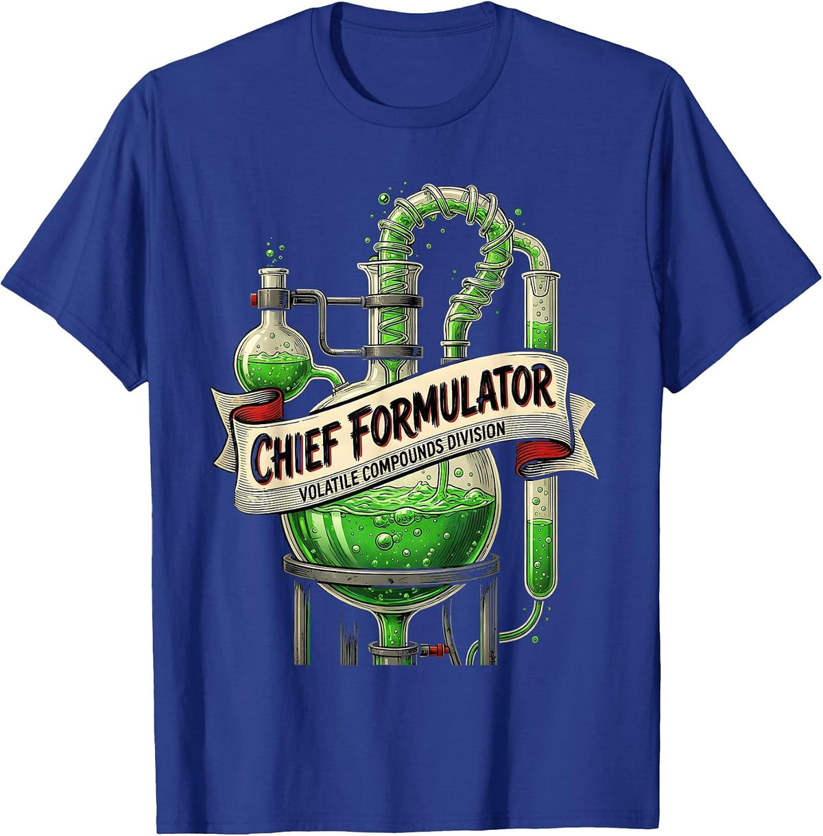 Men's CHIEF FORMULATOR Mad Scientist Science Teacher Humor T-Shirt - Royal Blue