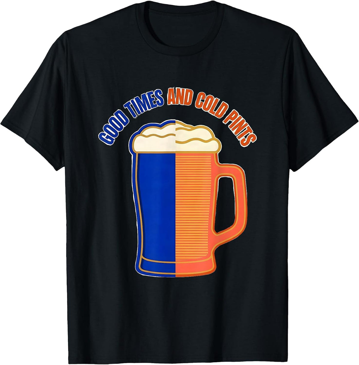 Men's Good Times and Cold Pints Beer Lover Design T-Shirt - Black