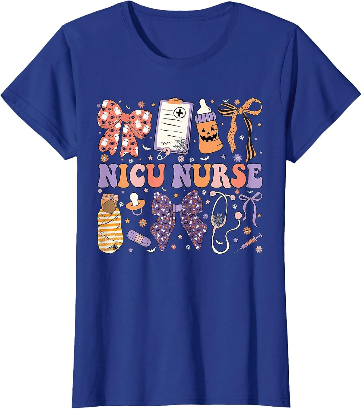 Neonatal Intensive Care Unit Coquette NICU Nurse Halloween T-Shirt - Royal Blue
