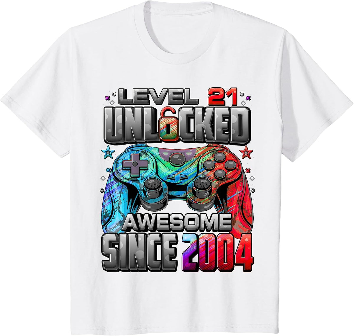 Level 21 Unlocked Awesome Since 2004 21st Birthday Gaming T-Shirt - White