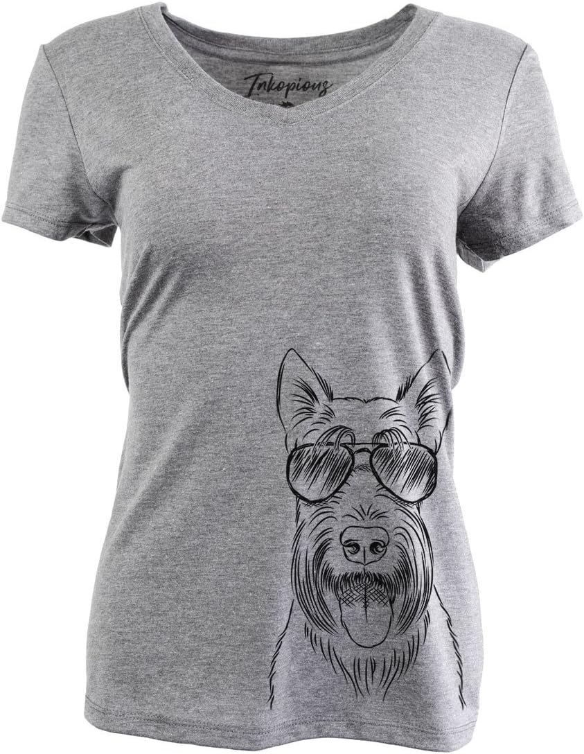 Inkopious Oswald the Scottish Terrier Triblend T-Shirt - Grey Relaxed V-neck