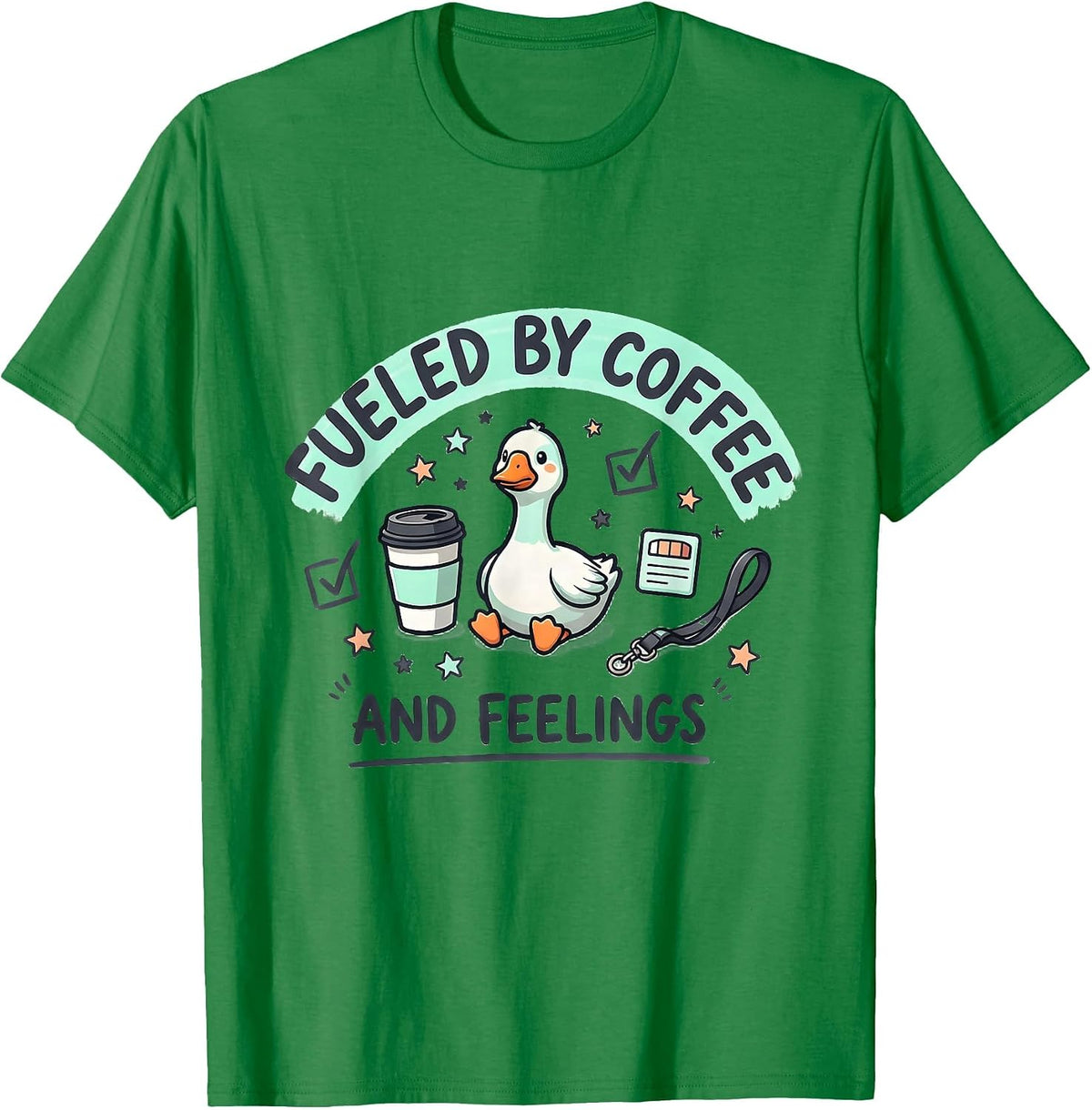 Men's Fueled By Coffee And Feelings Funny Mental Health Counselor T-Shirt - Kelly Green