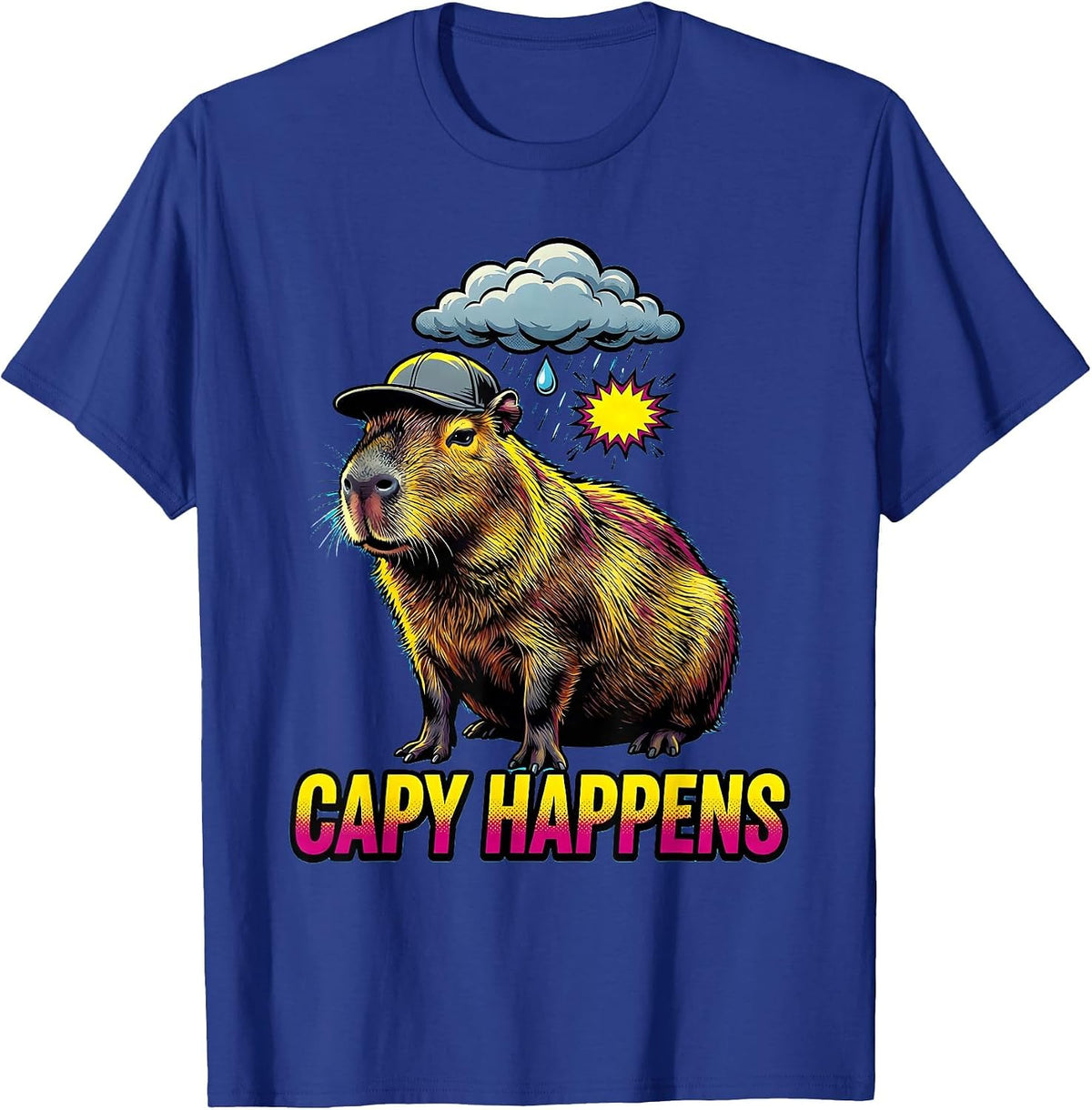 Men's capy happens Funny Capybara Animal Meme Humor T-Shirt - Royal Blue